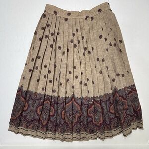 VTG Dimension V Pleated‎ Paisley Skirt Wool Blend Womens 10 Lightweight EUC